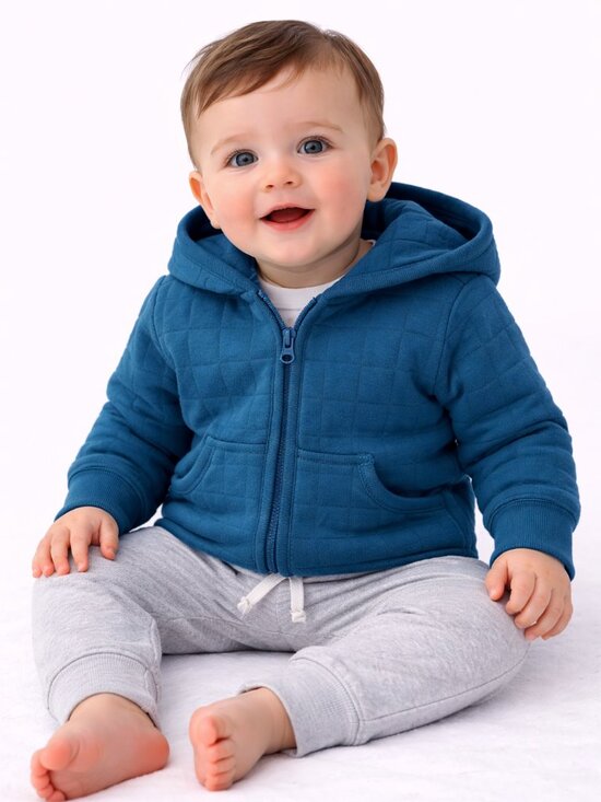 NWT Carter’s 6M Baby Boy 2-Piece Outfit Teal Hoodie & Gray Jogger Pants Set - Picture 2 of 4